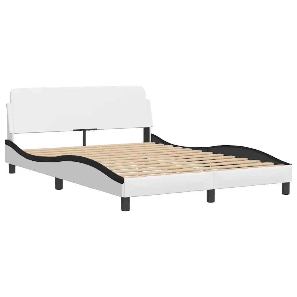 Giroletto-Struttura Letto Dover Bianco e Nero 140x190 cm in Similpelle
