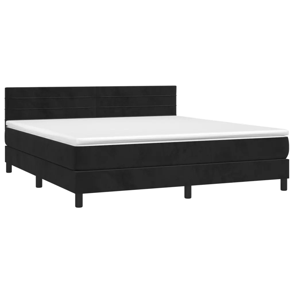 Letto a Molle con Materasso e LED Nero 160x200 cm in Velluto 3134473