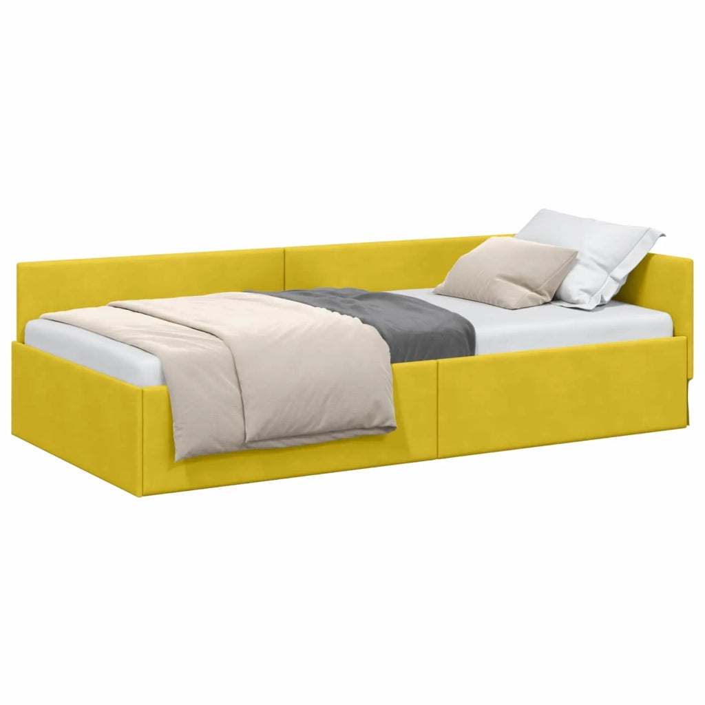 Cornice del letto ad angolo Giallo 90 cm x 190 cm Velluto 42016077