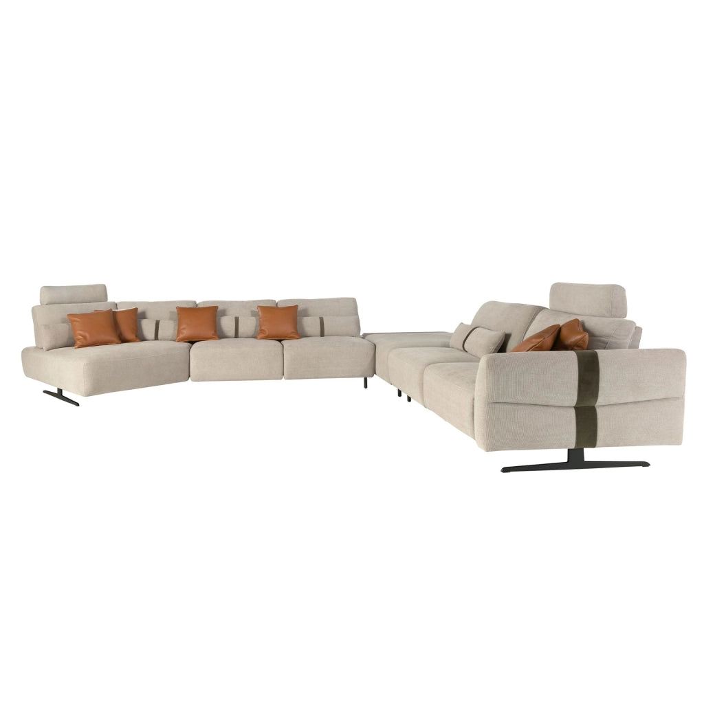 Divano chaise longue relax modulare sinistro in tessuto sabbia
