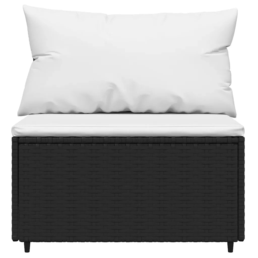 Set Divani da Giardino 3 pz con Cuscini Nero in Polyrattan 319739