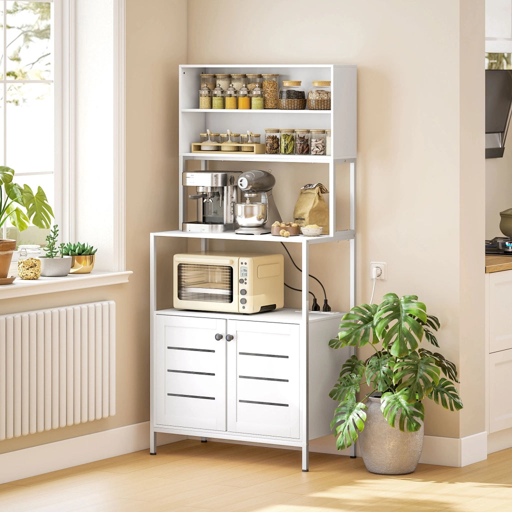 Mobile da Cucina con Presa di Corrente ¨C Xylo ¨C 2 Porte USB 2 Ante Scomparti Bianco