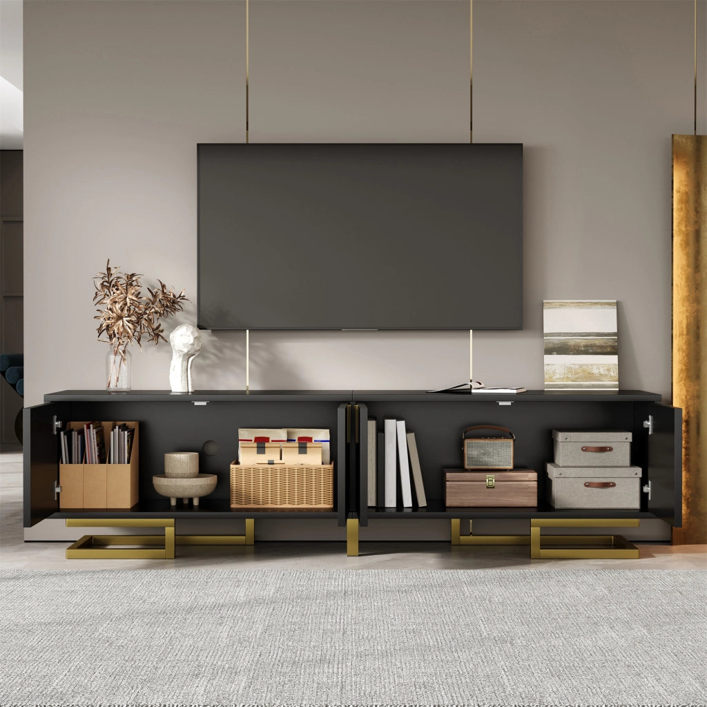 Cassettiera TV nera in truciolato lunghezza 160 cm