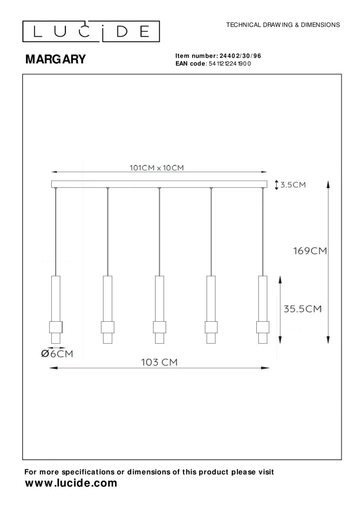 Lampada a sospensione Margary bronzo LED 22W Lucide