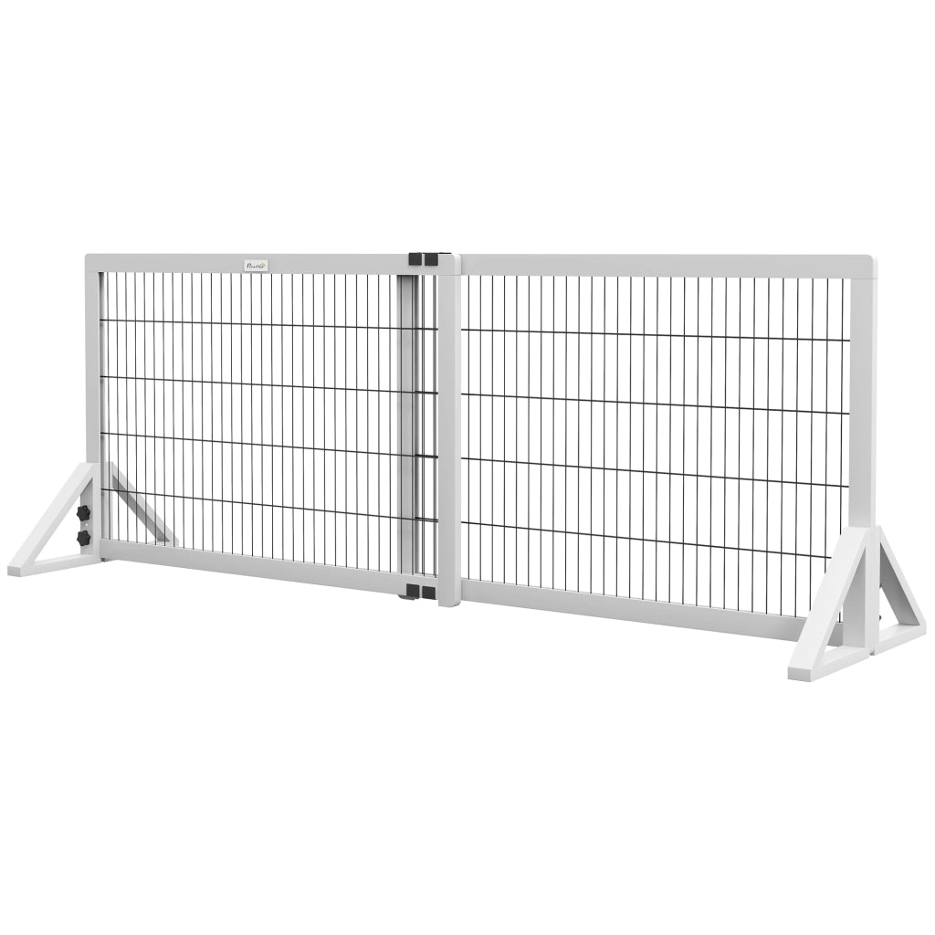 Cancelletto di sicurezza per cani 2 pannelli regolabile 101-181 cm ¨C Xylo ¨C legno acciaio bianco