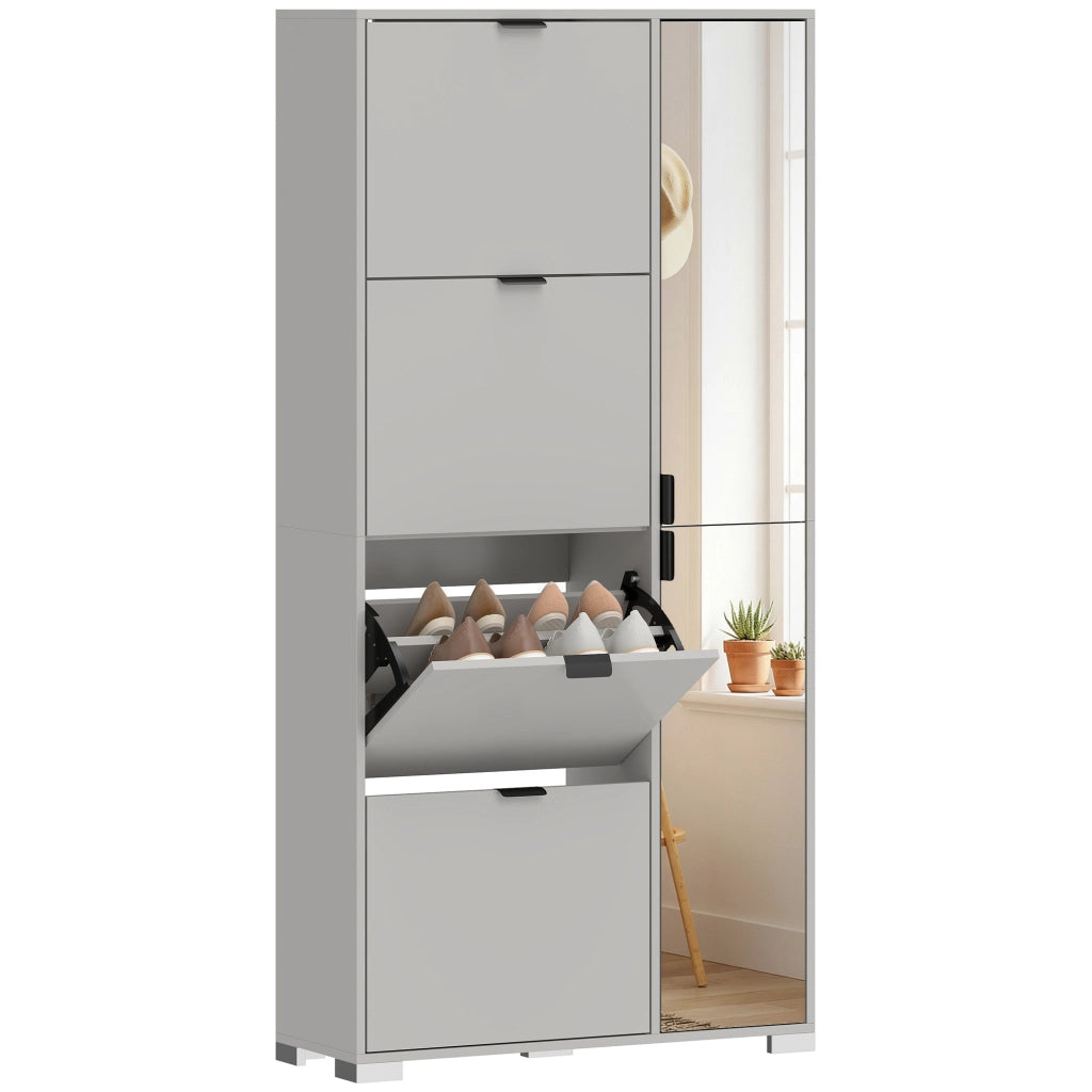 Scarpiera con Specchio e Cassetti Ribalta ¨C Minimal ¨C Grigio
