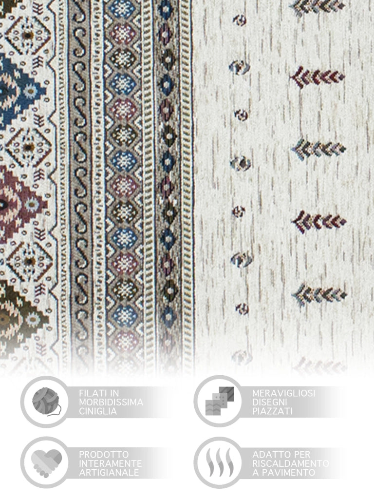 Tappeto Arredo Moderno Morbido in Ciniglia Ingresso Antiscivolo Prodotto Italiano  Soggiorno Camera Salotto Disegni Piazzati Cotone Varie Misure Grande Loom/Fango - 160x240 cm