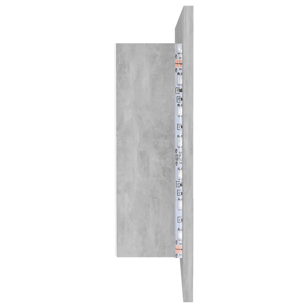 Armadietto a Specchio con Luci LED Grigio Cemento in Acrilico 804976