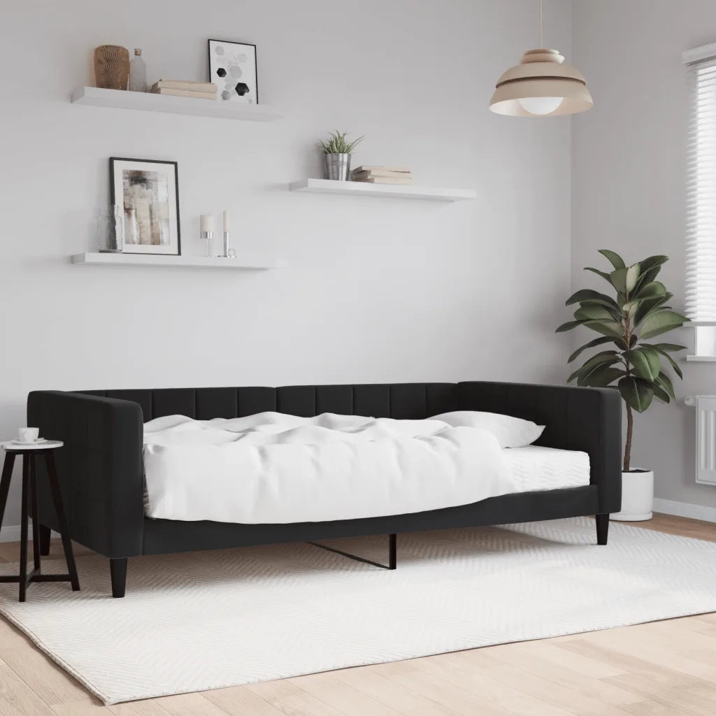Divano letto | Sof¨¤ letto | Letto singolo con Materasso Nero 100x200 cm in Velluto