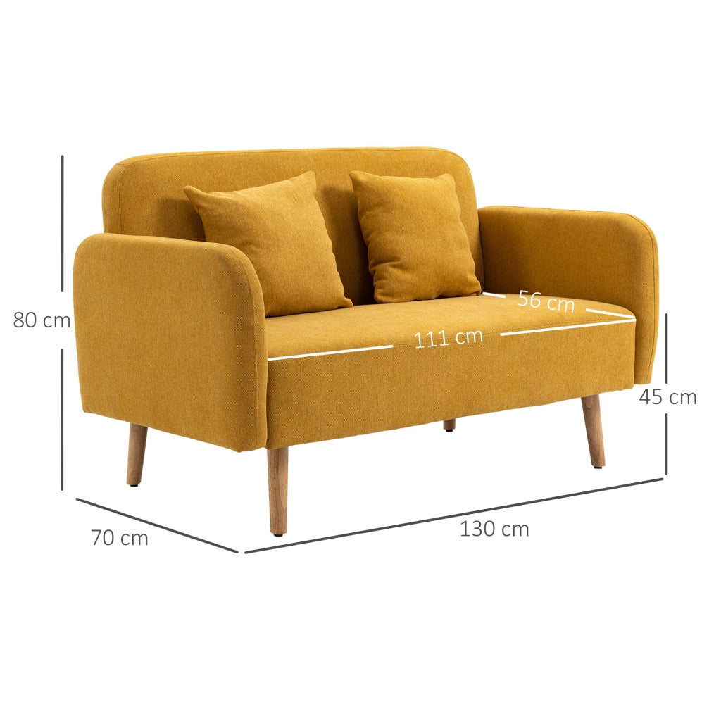 Divano 2 posti con 2 cuscini ¨C zephmum ¨C giallo, velluto, 130x70x80 cm
