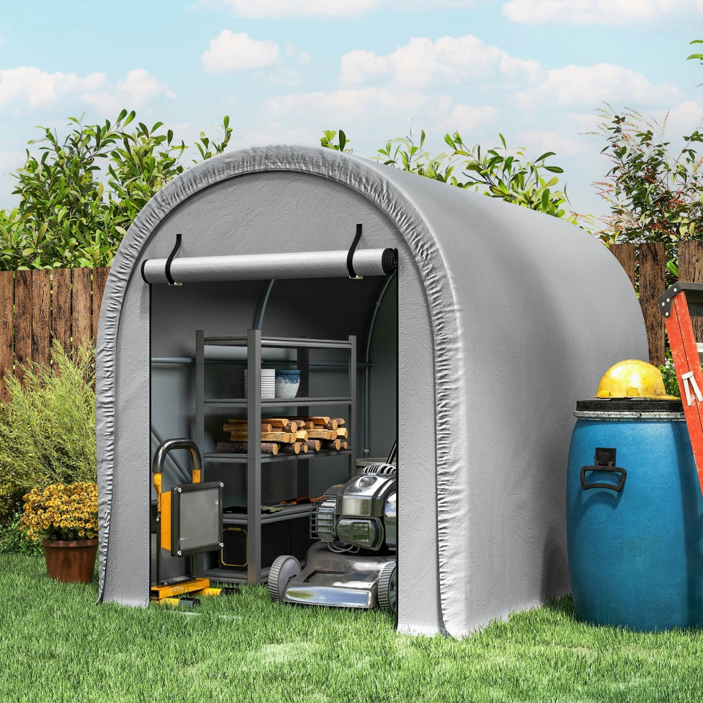 Capanno Giardino Tenda Deposito ¨C zephmum ¨C Grigio Chiaro Acciaio 159x240x185cm