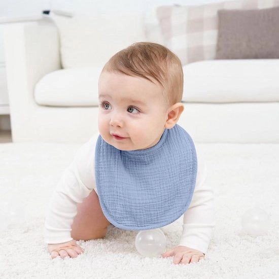 Sabbiagente per bambini in musselin 6 pezzi, adattabili, in blu e rosa, unico modello.