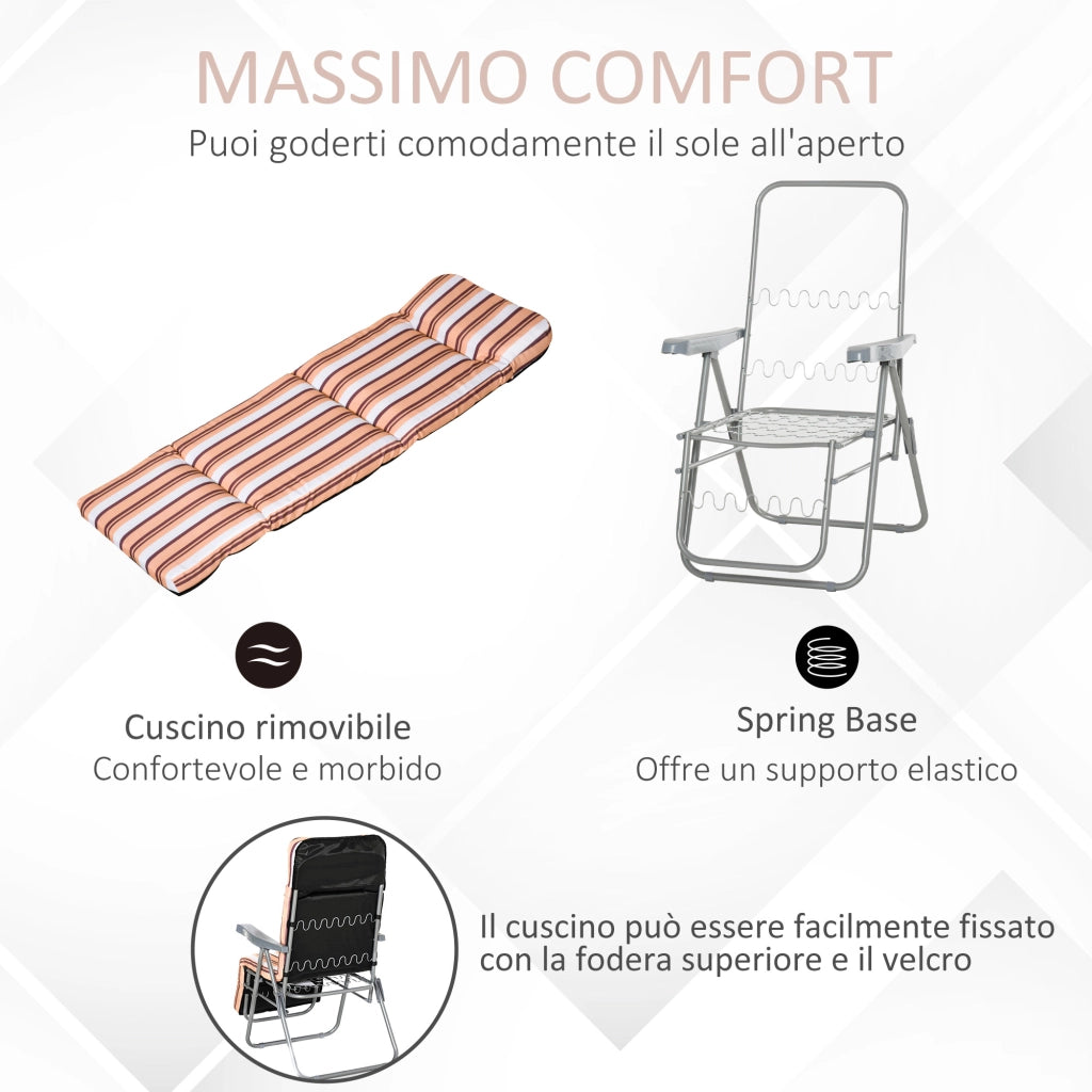 Sedia Sdraio Set 2 Pezzi ¨C zephmum ¨C Grigio Arancione 60x75x102 cm