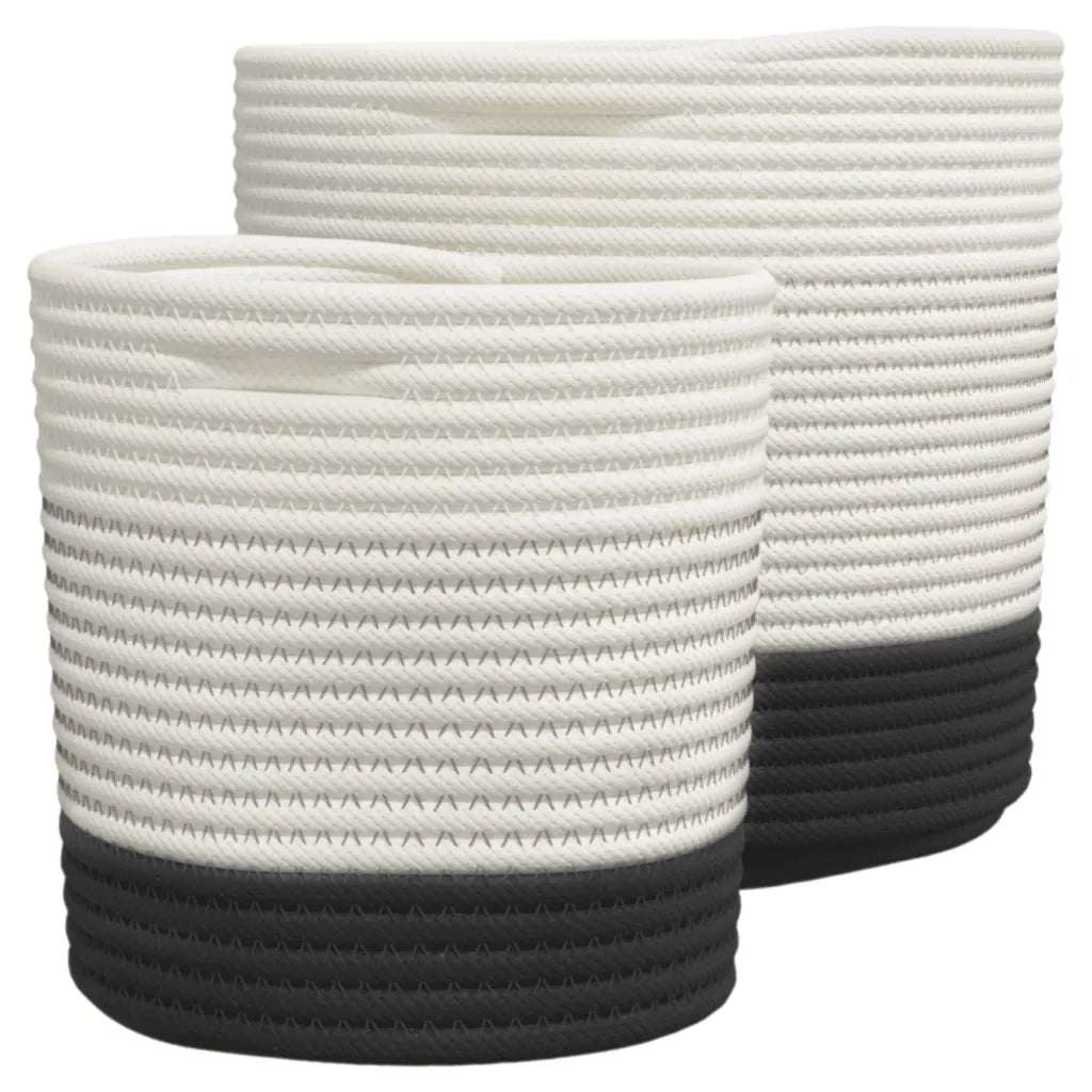 Cestini Portaoggetti 2pz Bianco e Nero in Cotone 358478