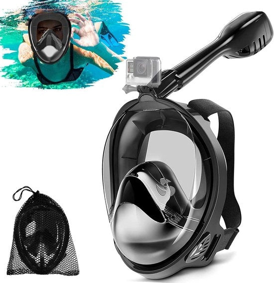 Maschera da immersione per adulti con visore 180° e supporto per camera (S/M)