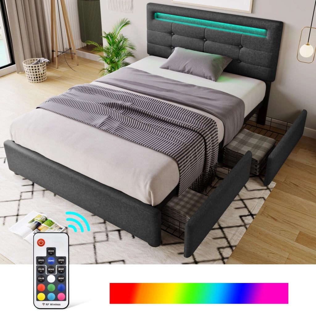 letto imbottito lino grigio 90x200 cm