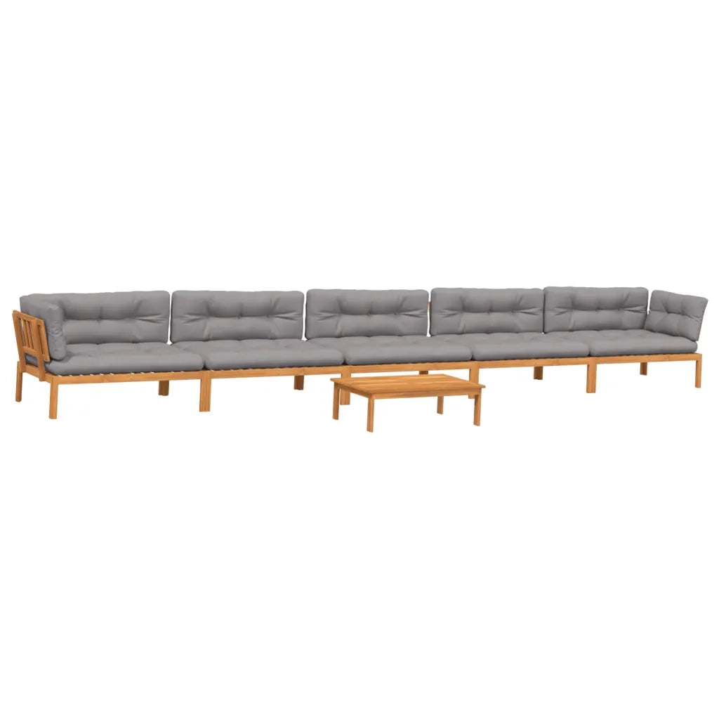 Set Divano Pallet da Giardino 6 pz con Cuscini Massello Acacia
