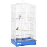 Gabbia per Uccelli con Mangiatoie, Trespoli e Altalena ¨C Minimal ¨C Blu 46.5x35.5x92 cm