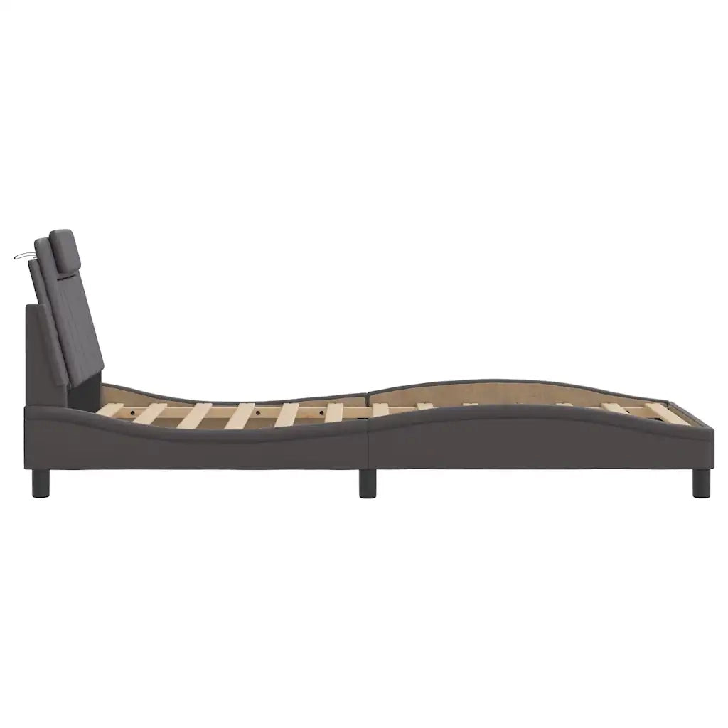 Letto singolo | Letto per adulti | Giroletto Viana senza Materasso Crema 90x200 cm in Similpelle