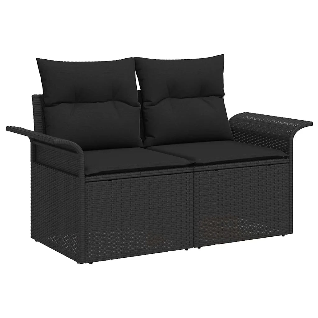 Set Divano da Giardino con archiviazione 6 pcs Nero polyrattan