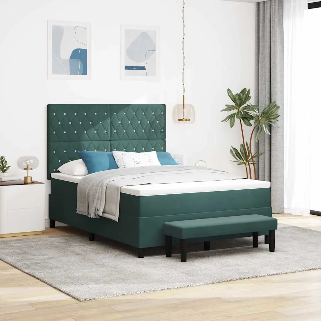 Letto a molle con testiera Verde scuro 200 x 140 cm Velluto 3344453