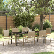 Set da Pranzo per Giardino con cuscino 7 pcs Beige polyrattan 3379721