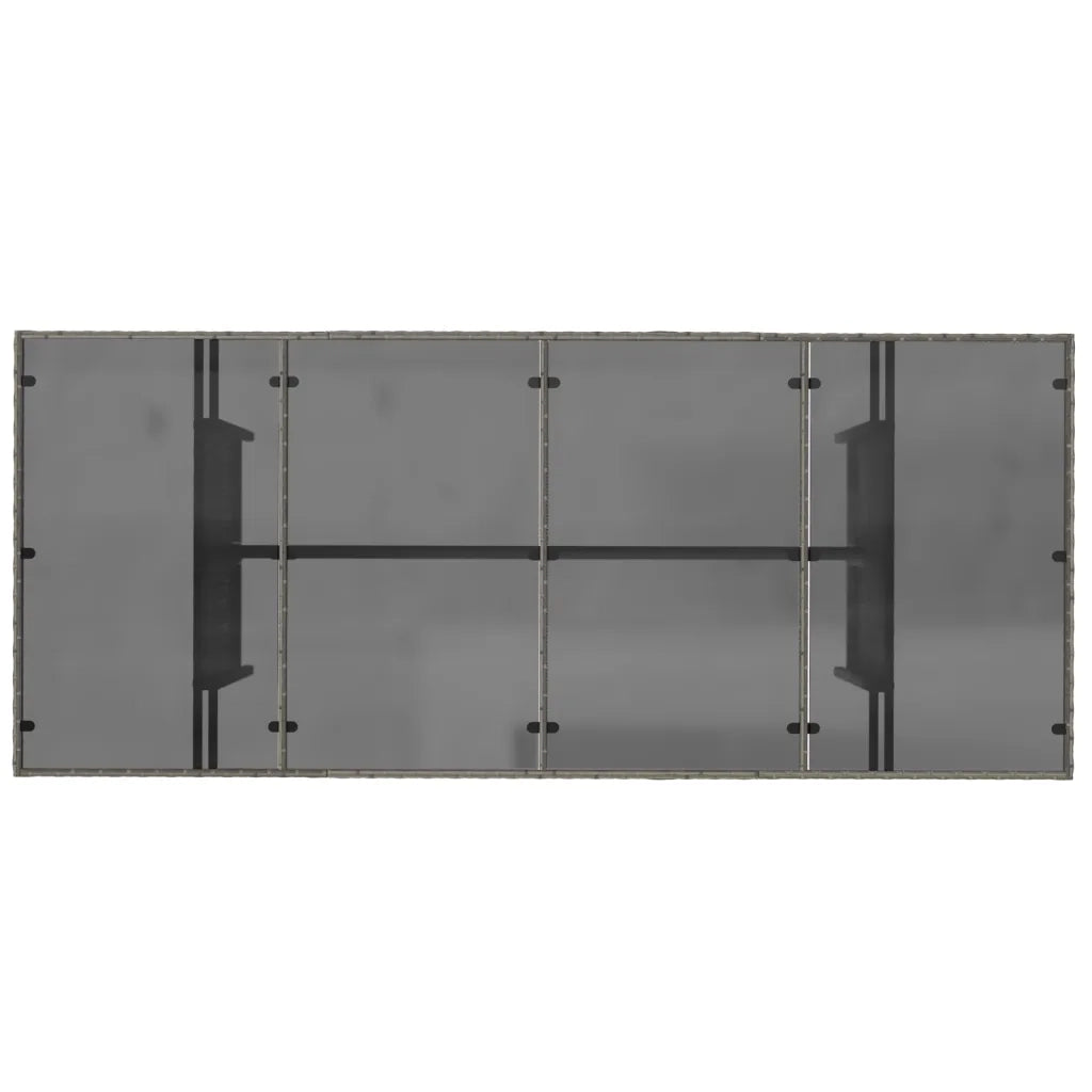 Tavolo da Giardino | Tavolino da esterno Piano in Vetro Grigio 190x80x75cm Polyrattan