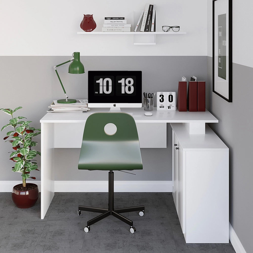 Bureau en bois "Basak" - 130 x 60 x 74 cm - Bianco