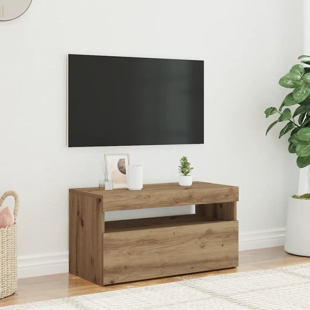 Mobile Porta TV con LED Artigianale 75x35x40 cm Multistrato 856317