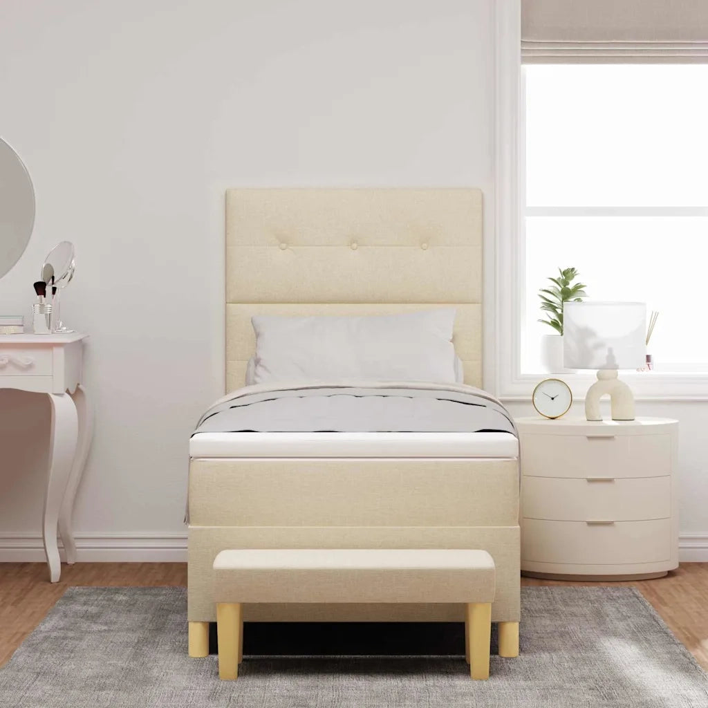 Letto a molle con testiera Crema 190 x 90 cm Tessuto 3344266
