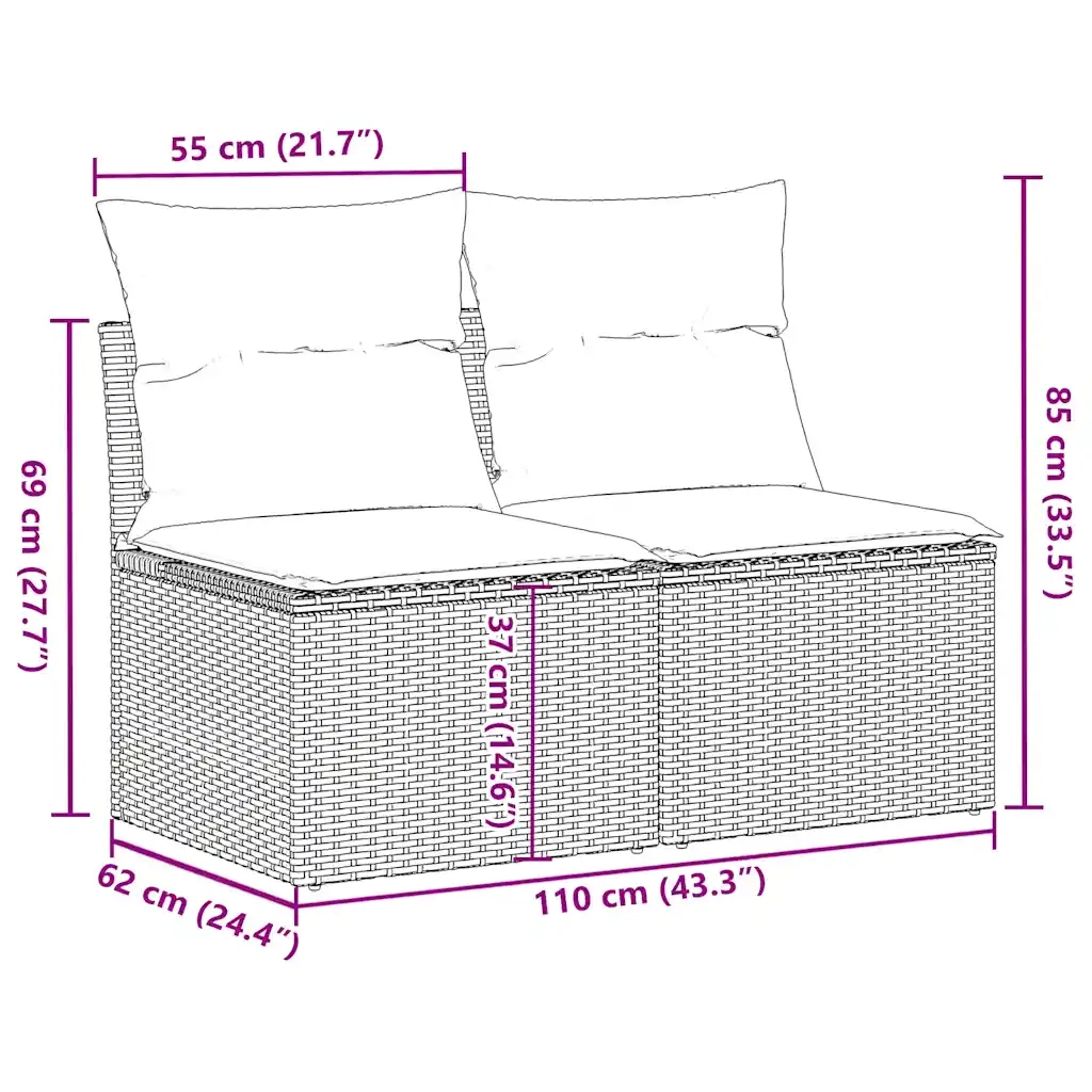 Set Divano Giardino 4 pz | Set Salotto da Giardino con Cuscini Marrone Polyrattan Acacia