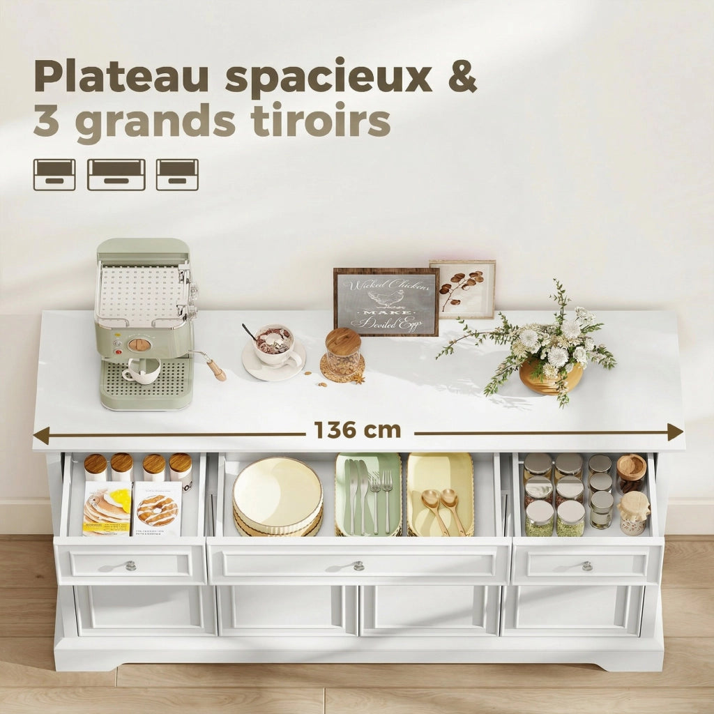 Cassettiera con 3 cassetti e 4 ante ¨C Minimal ¨C Bianco