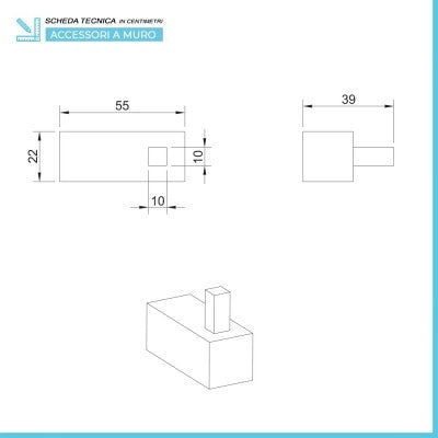 Set accessori a muro 5 pezzi in acciaio cromato e viti incluse  Unica