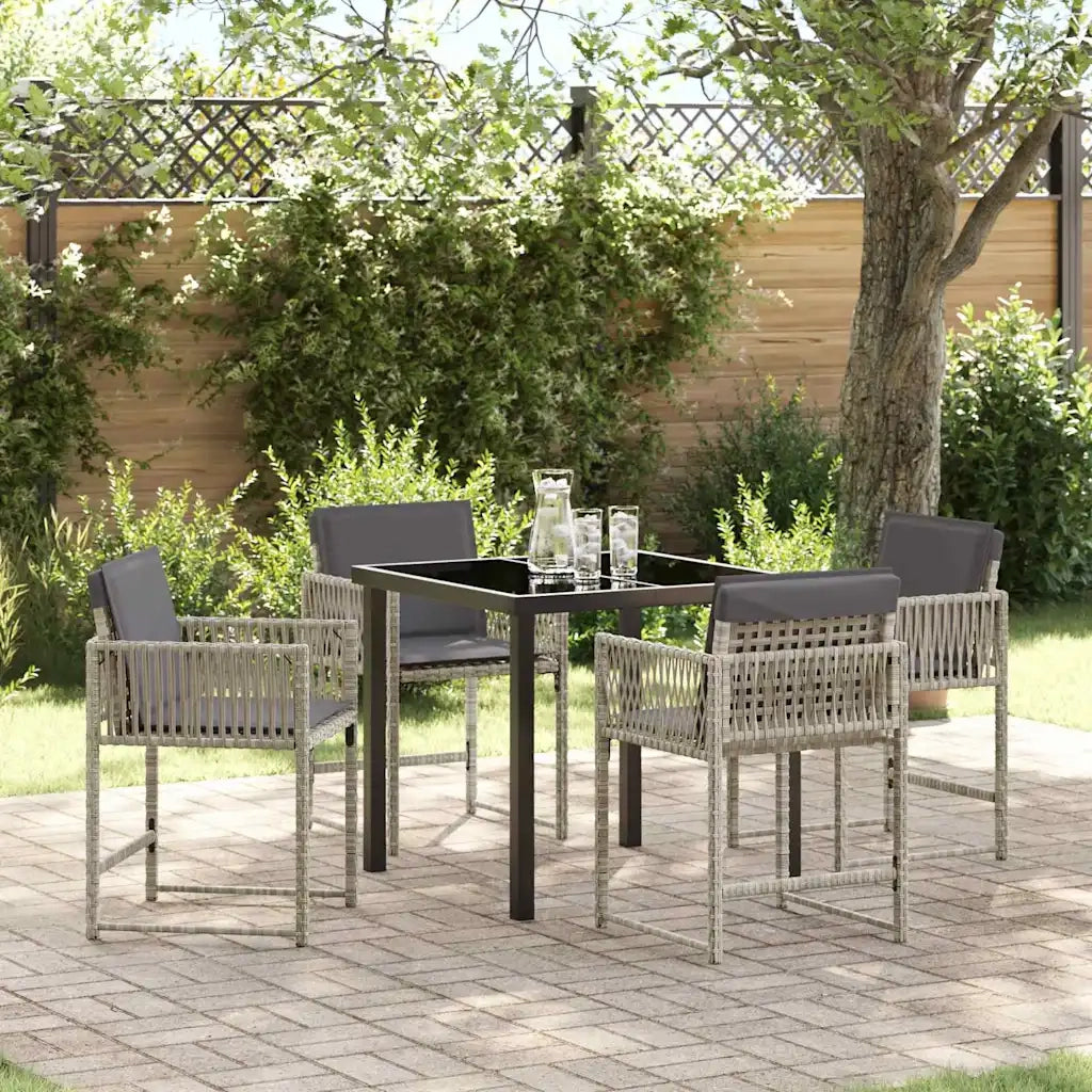 Set da Pranzo per Giardino 5 pcs Grigio chiaro polyrattan