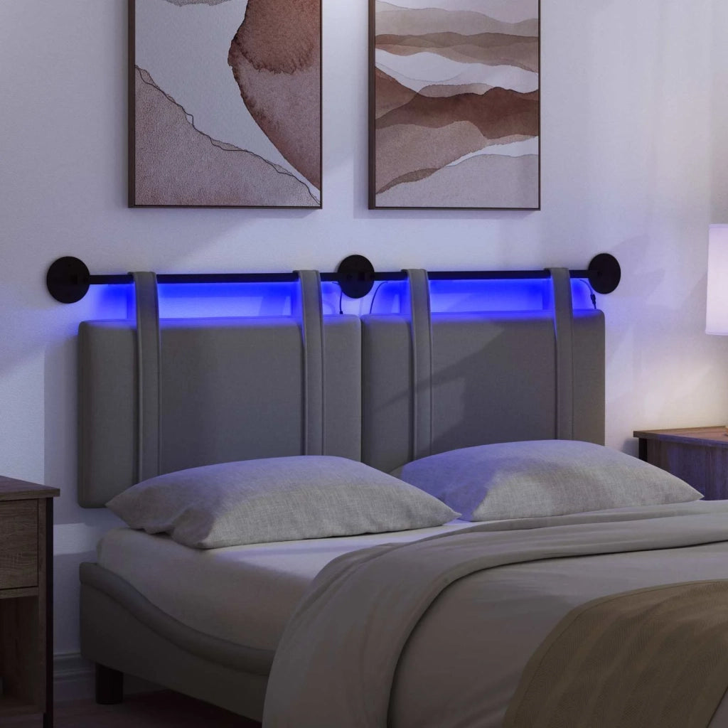 Testiera | Testata sospesa Con luce LED Grigio Scuro Tessuto