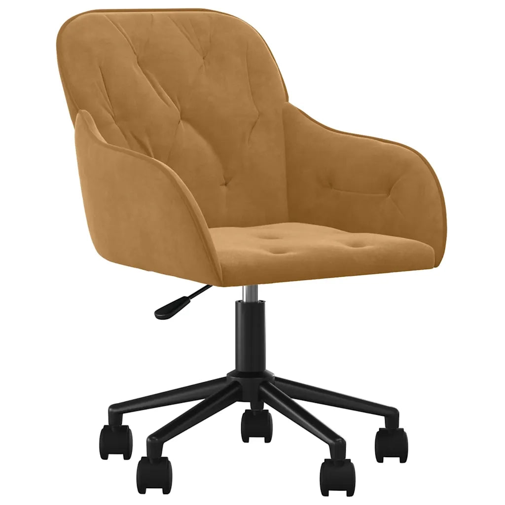 Sedia da Ufficio Girevole Marrone in Velluto 344875