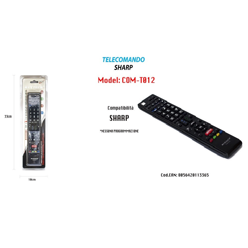 Trade Shop - Telecomando Compatibile Tv Sharp Nessuna Programmazione Serietv Maxtech Com-t012 -