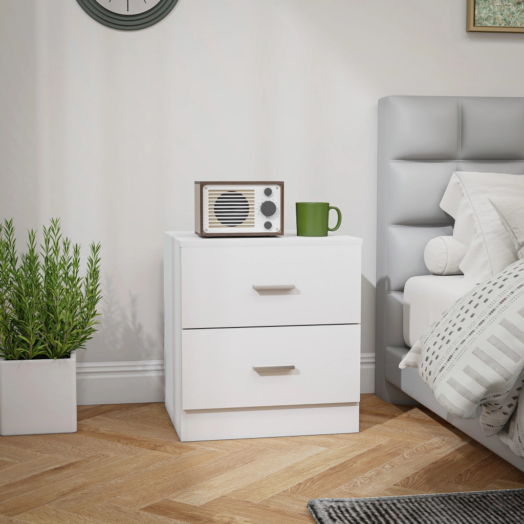 Comodino con 2 cassetti ¨C Xylo ¨C Bianco 45x39,5x49 cm