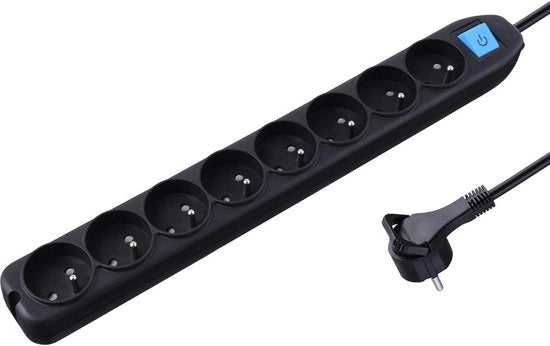 Scatola di connessione 8-voltata con interruttore - 15 m cavo - nero