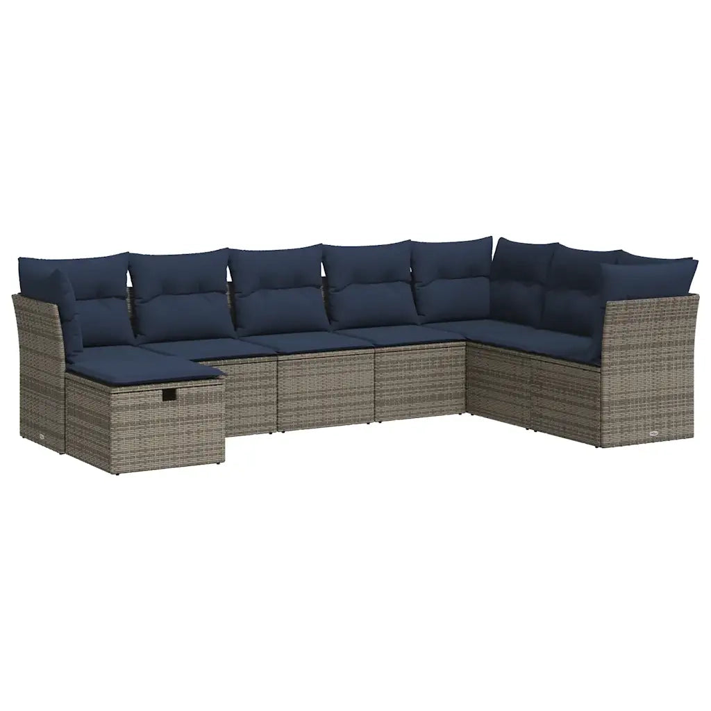 Set Divano da Giardino 9 pz con Cuscini Grigio in Polyrattan 3325347
