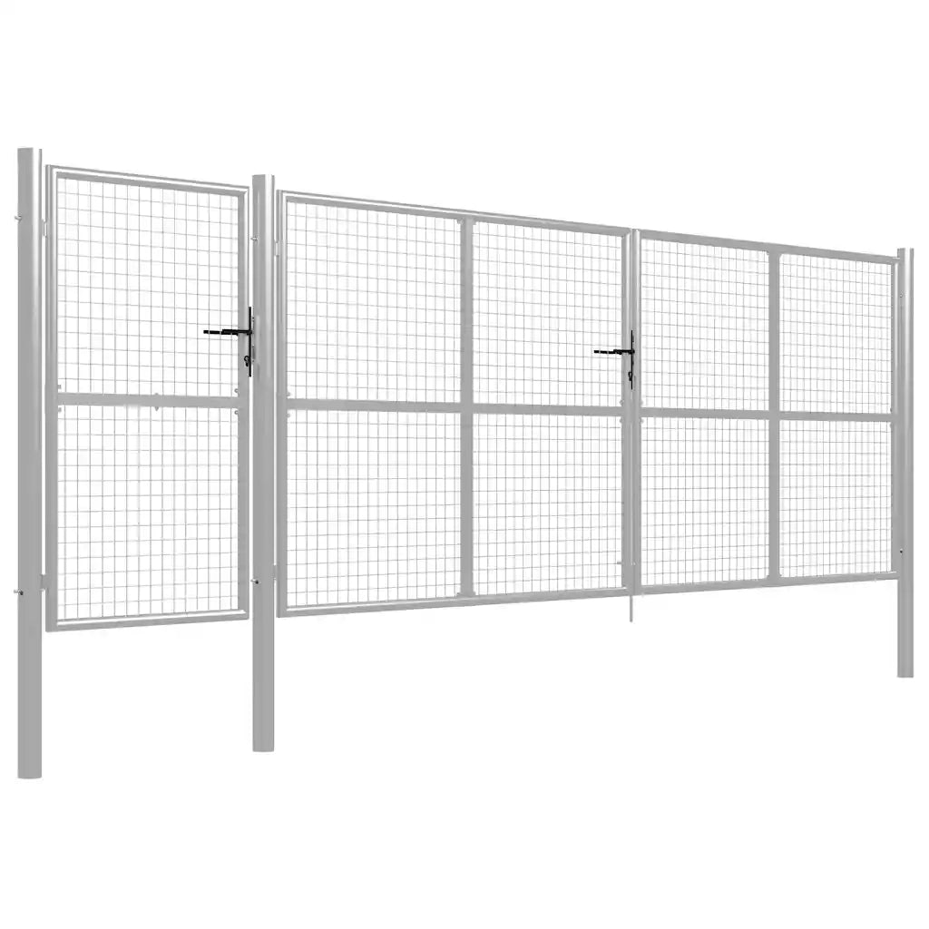 Cancello da Giardino in Acciaio 500x150 cm Argento 144355