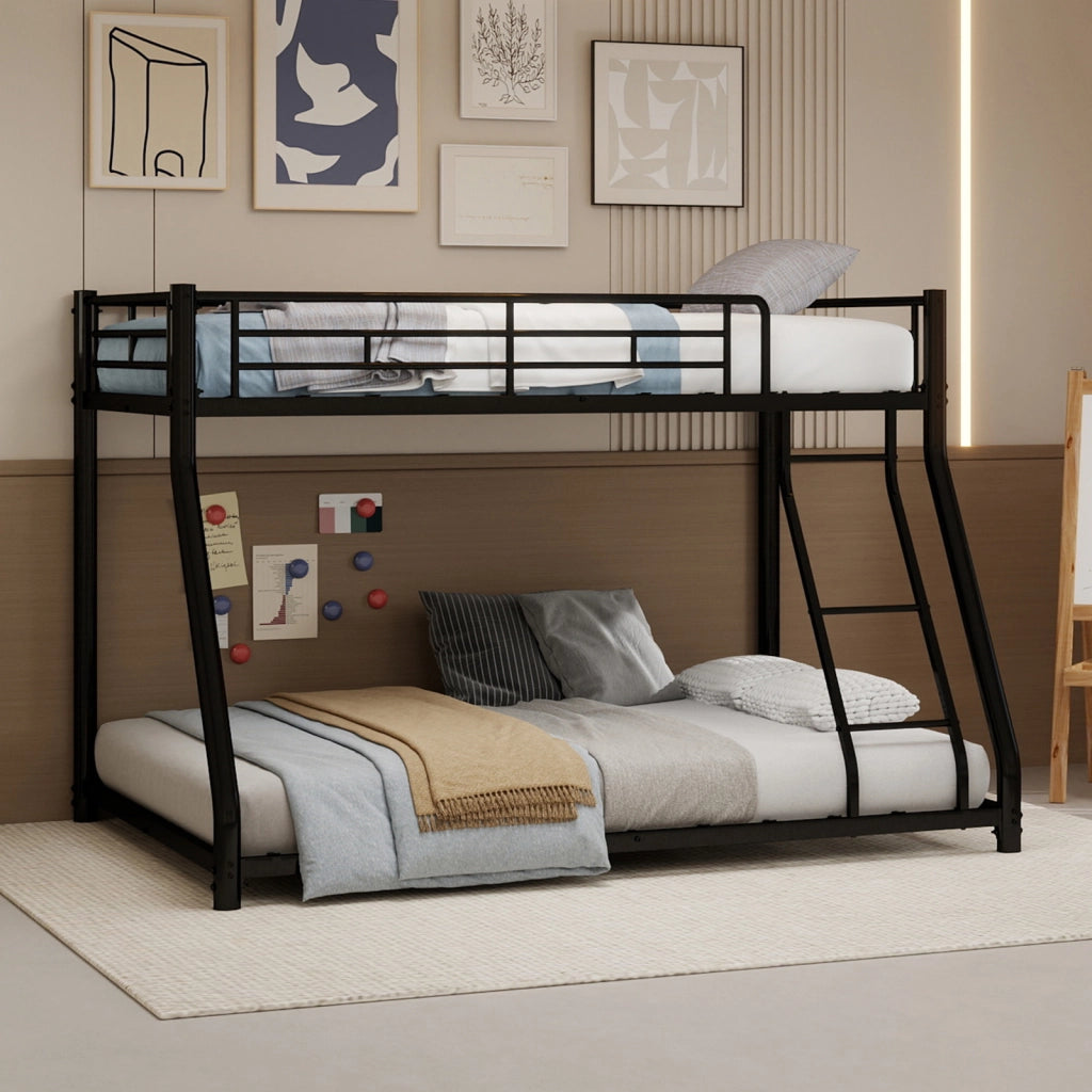 Letto a castello twin over full in ferro nero 105x200 cm