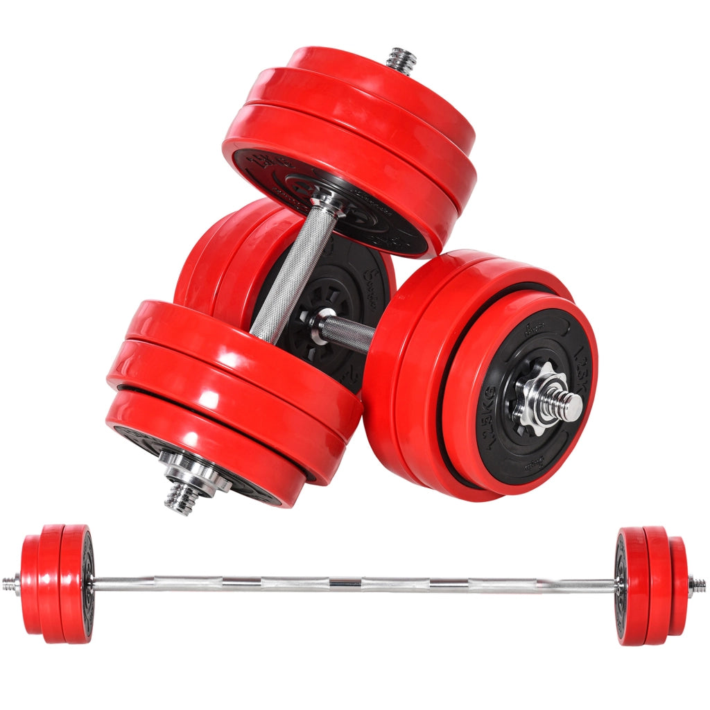 Set manubri 2 in 1 da 30 kg ¨C Minimal ¨C Rosso e nero