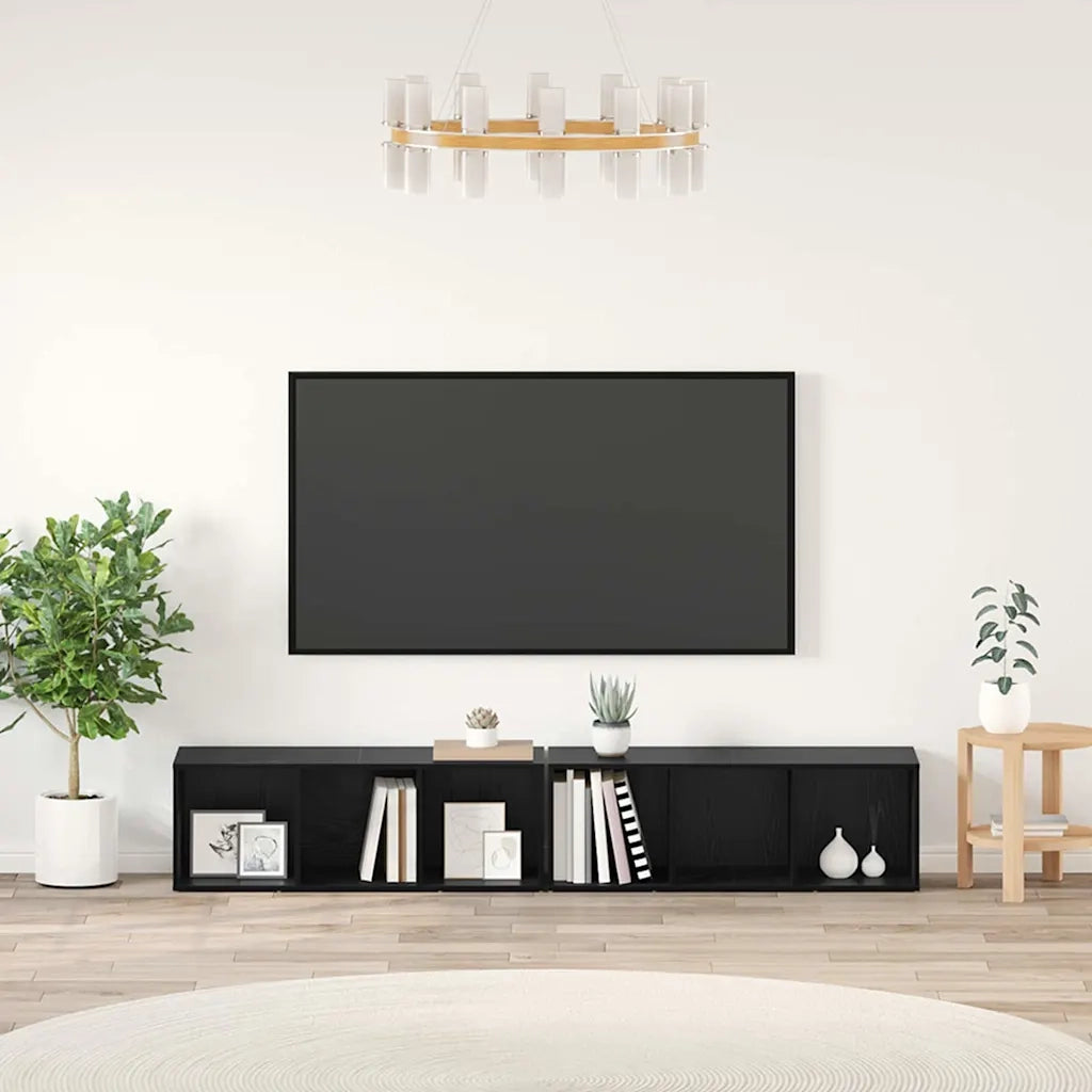 Set mobile TV 2 pz Rovere Nero Legno ingegnerizzato 3393550