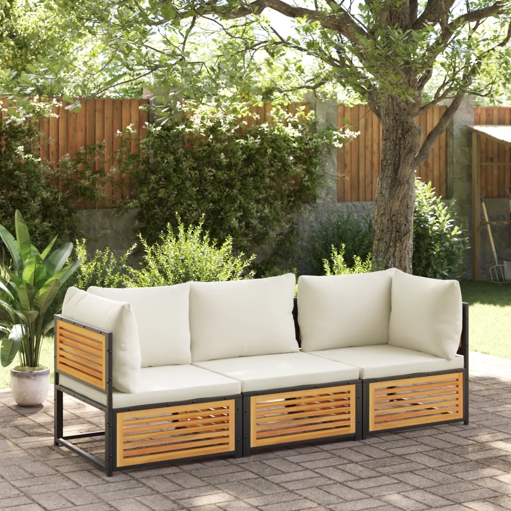 Divano da Giardino con Cuscini 2 Posti Legno Massello di Acacia 367649