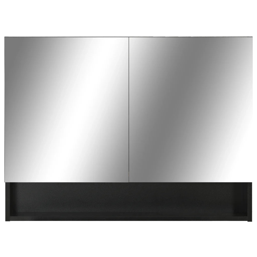 Armadietto a Specchio con LED-Mobiletto a specchio Nero 80x15x60 cm in MDF