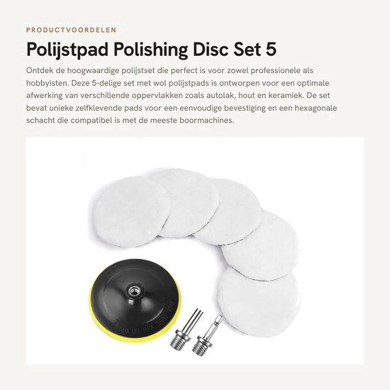 Set di dischi di polimento - 5 pezzi - 180 mm - Kit di polimento - Adatto per auto e legno - Adattatore M14