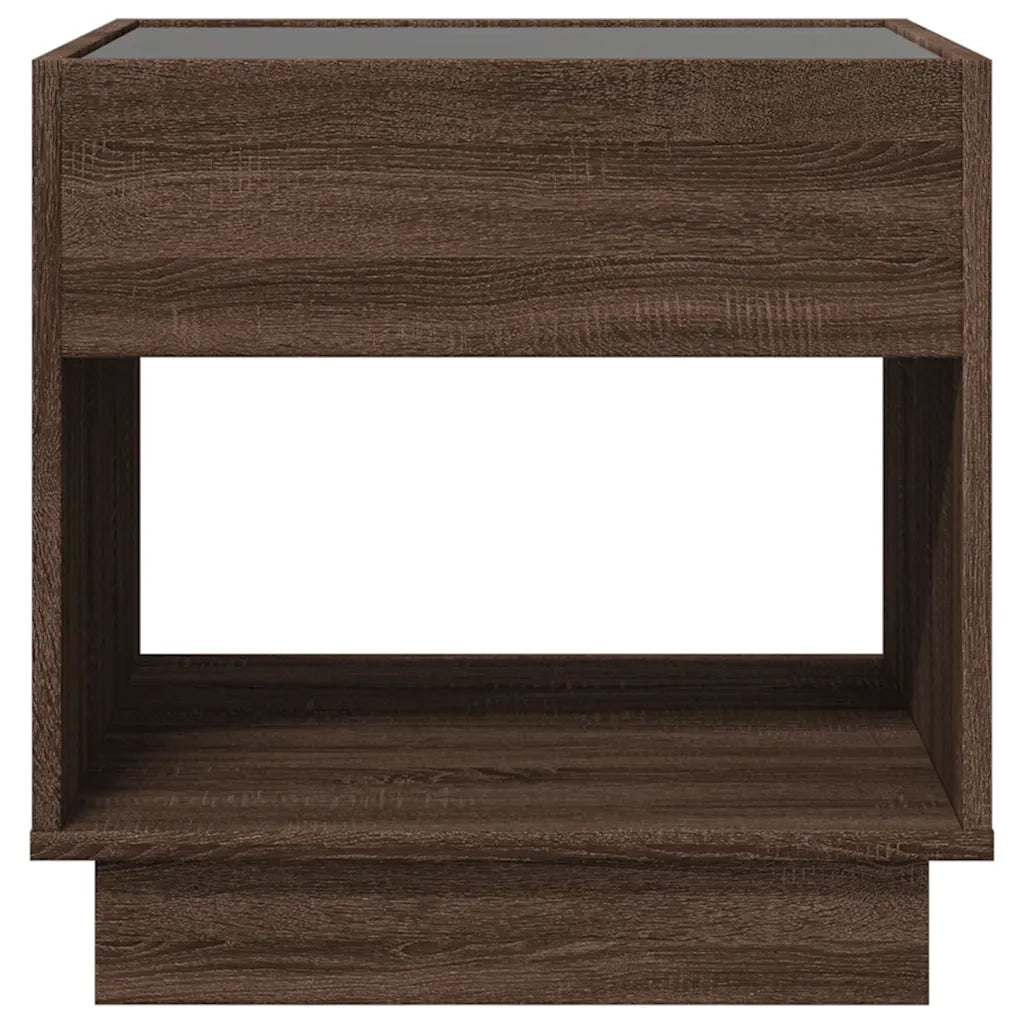 Tavolino da Salotto con LED Infinity-Tavolino da soggiorno Rovere Marrone 50x50x50 cm
