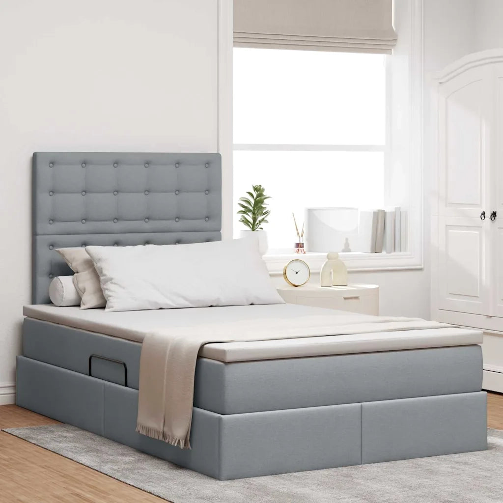 Letto con contenitore e LED con led Grigio chiaro 120 x 200 cm