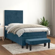 Giroletto a Molle con Materasso Blu Scuro 90x190 cm in Velluto